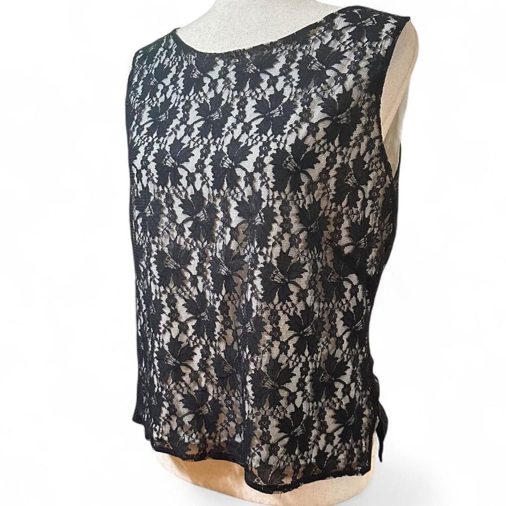 Danny and Nicole Black and White Lace Feminine Cut Tank Top